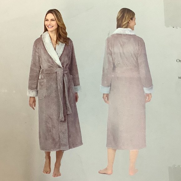 Carole Hochman Women's Pink Plush Wrap Robe / Size Large - Picture 3 of 3